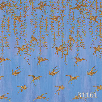 Japanese Birds steel blue