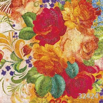 Жостовские цветы с кружевом